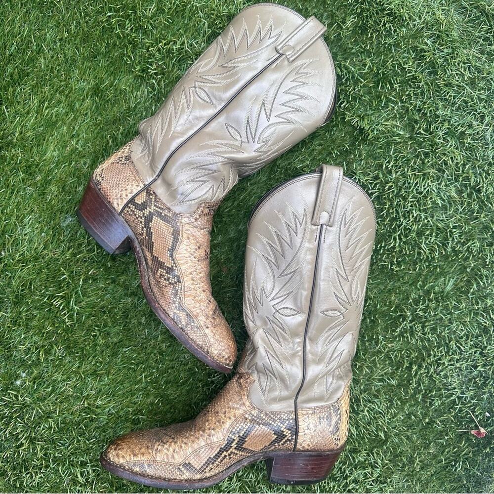 Vintage Dan Post Manning Python Boots Western Cow… - image 1